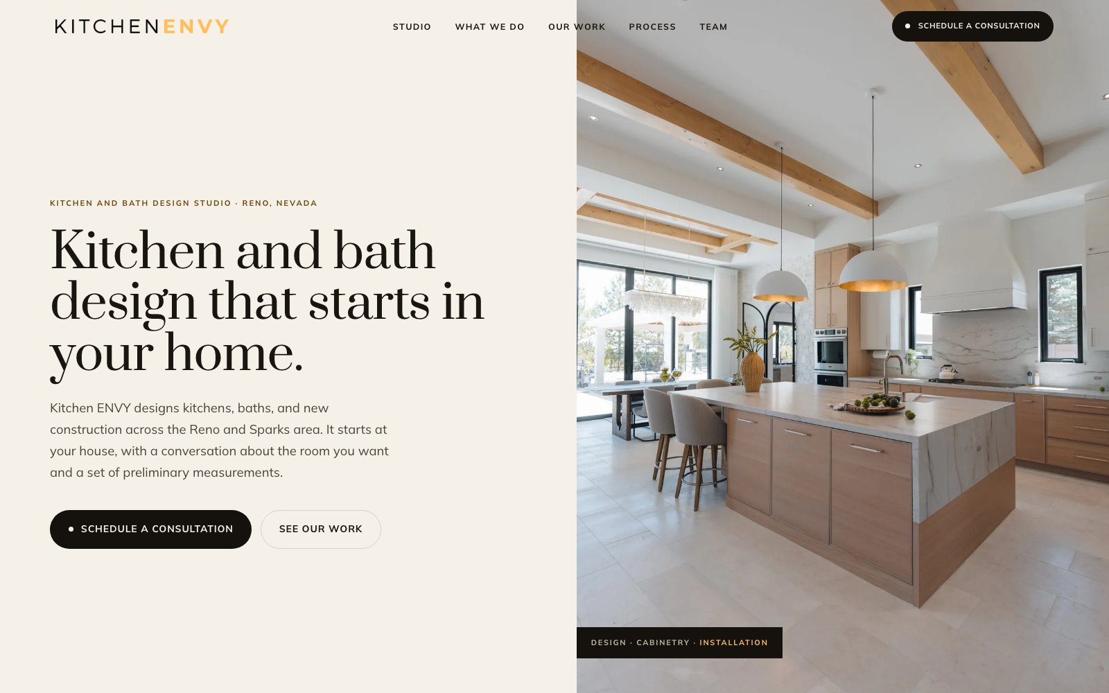 The new Kitchen ENVY Reno homepage concept