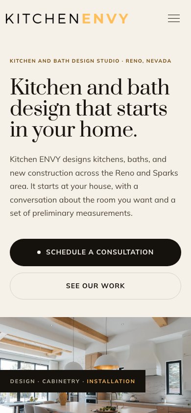 The new homepage on a phone