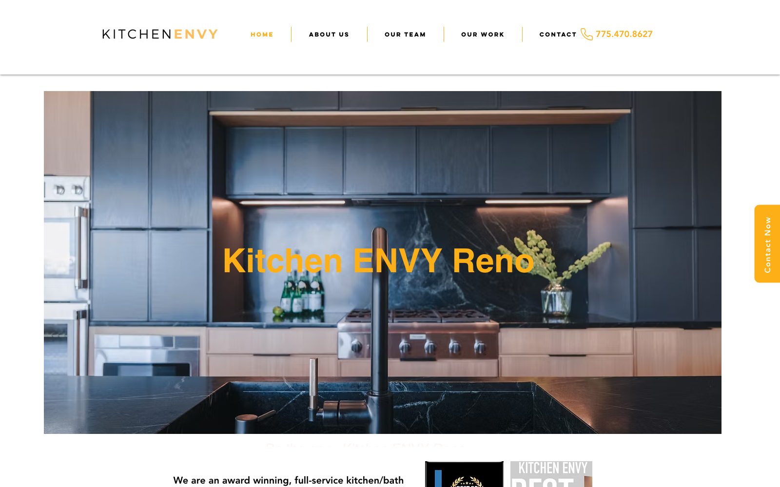 The current kitchenenvyreno.com homepage