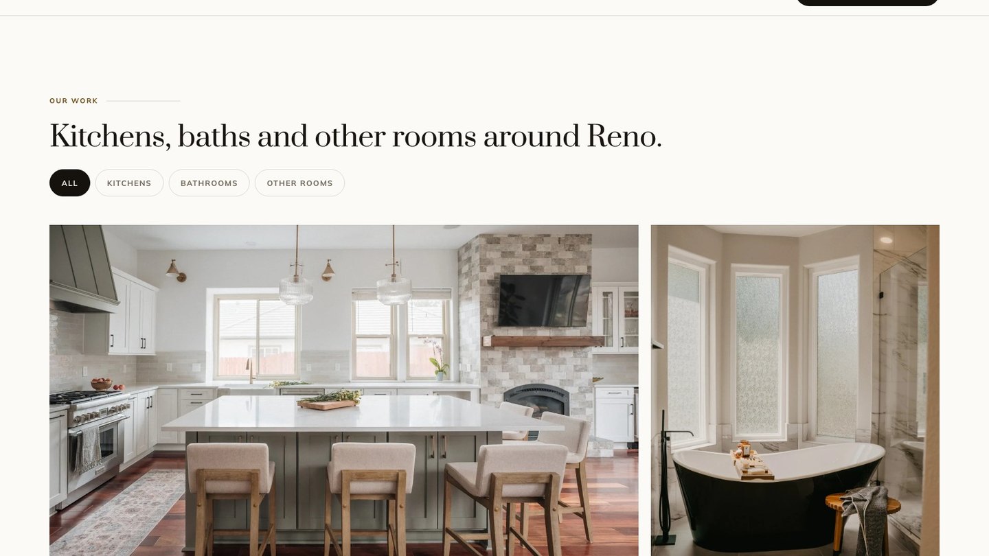 The project gallery section of the new homepage